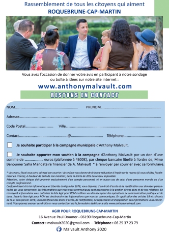 Agir Pour Roquebrune-Cap-Martin, Anthony Malvault